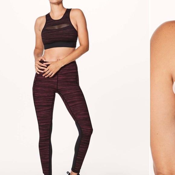 Lululemon Run the Day Bra Size 4 in Low Tide Blush Berry Black Sports Bra - Picture 5 of 12